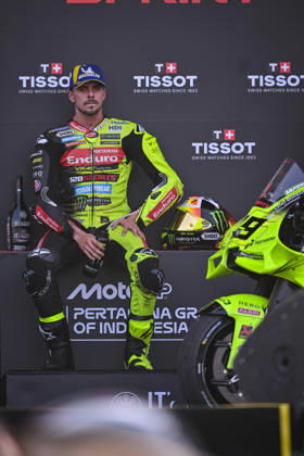 MOTO - MOTO GP - GRAND PRIX OF INDONESIA 2026 DI GIANNANTONIO Fabio (ita), Pertamina Enduro VR46 Racing Team, Ducati Desmosedici GP26, podium, portrait during the 2026 MotoGP Pertamina Grand Prix of Indonesia on the Mandalika circuit from October 9 to 11, at West Nusa Tenggara, Indonesia - West Nusa TenggaraIndonesia Copyright: xGIGIxSOLDANOx