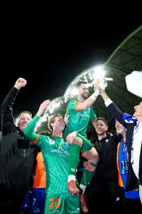 October 10, 2026, Melbourne, Victoria, Australia: MELBOURNE, AUSTRALIA - OCTOBER 10: Javier Lopez of South Melbourne FC celebrates after defeating Melbourne Victory FC in the 2026 Hahn Australia Cup Final at AAMI Park on October 10, 2026 in Melbourne, Australia. South Melbourne FC V Melbourne Victory FC - Australia Cup 2026 Final - ZUMAp121 20261010_zsp_p121_018 Copyright: xChrisxPutnamx