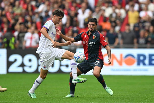 GenoaÕs Mikael Ellertsson fights for the ball during the Serie A soccer match between Genoa and Fiorentina at the Luigi Ferraris Stadium in Genoa, Italy - Saturday, October 10, 2026. - Soccer . Copyright: xTanoxPecoraro LaPressex