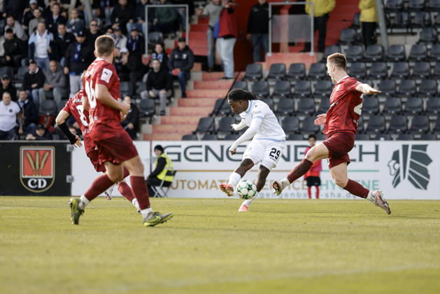 October 10, 2026, xhettx, Soccer 3rd Division, SG Sonnenhof Grossaspach vs. SV Waldhof Mannheim; Nolan Muteba scored the 3-1 goal for SV Waldhof Mannheim, 29