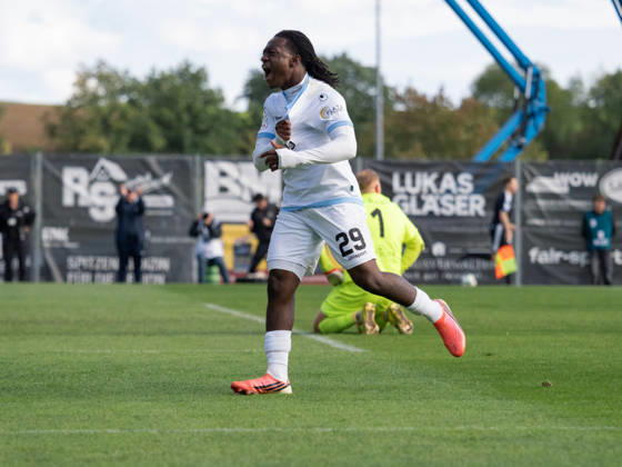 Goal to make it 1–4 by Nolan Muteba N Tumba, SV Waldhof Mannheim, 29 goal celebrations, GER, Soccer, SG Sonnenhof Grossaspach vs. SV Waldhof Mannheim, 3rd Division, Matchday 8, Aspach, 2026–2027 season, October 10, 2026, Germany, Soccer, SG Sonnenhof Grossaspach vs. SV Waldhof Mannheim, 3rd Division, Matchday 8, Aspach, 2026–2027 season, October 10, 2026, Aspach Copyright: xCarstenxSchweringx EP_CSG