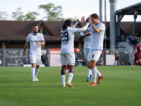 Goal to make it 1-3 by Nolan Muteba N Tumba, SV Waldhof Mannheim; 29 goal celebration with Maximilian Thalhammer, SV Waldhof Mannheim, 08, celebration, joy, emotion, team celebration, gestures, GER, soccer, SG Sonnenhof Grossaspach vs. SV Waldhof Mannheim, 3rd Division, Matchday 8, Aspach, 2026–2027 season, October 10, 2026, GER, soccer, SG Sonnenhof Grossaspach vs. SV Waldhof Mannheim, 3rd Division, Matchday 8, Aspach, 2026–2027 season, October 10, 2026, Aspach Copyright: xCarstenxSchweringx EP_CSG