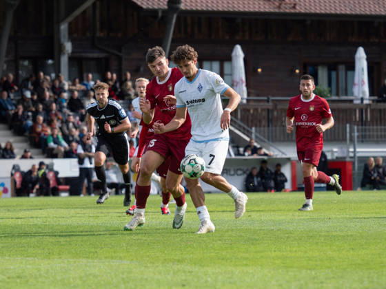 Tackle between Antonis Aidonis (SG Sonnenhof Grossaspach, No. 15) and Lovis Bierschenk (SV Waldhof Mannheim), 07, Running duel, Sprint duel, Possession GER, Soccer, SG Sonnenhof Grossaspach vs. SV Waldhof Mannheim, 3rd Division, Matchday 8, Aspach, 2026–2027 season, October 10, 2026 GER, Soccer, SG Sonnenhof Grossaspach vs. SV Waldhof Mannheim, 3rd Division, Matchday 8, Aspach, 2026–2027 season, October 10, 2026 Aspach Copyright: xCarstenxSchweringx EP_CSG