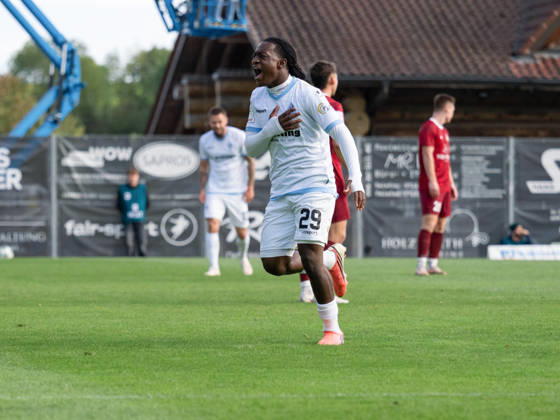 Goal to make it 1–4 by Nolan Muteba N Tumba, SV Waldhof Mannheim, 29, goal celebration, GER, soccer, SG Sonnenhof Grossaspach vs. SV Waldhof Mannheim, 3rd Division, Matchday 8, Aspach, 2026–2027 season, October 10, 2026, GER, soccer, SG Sonnenhof Grossaspach vs. SV Waldhof Mannheim, 3rd Division, Matchday 8, Aspach, 2026–2027 season, October 10, 2026, Aspach Copyright: xCarstenxSchweringx EP_CSG