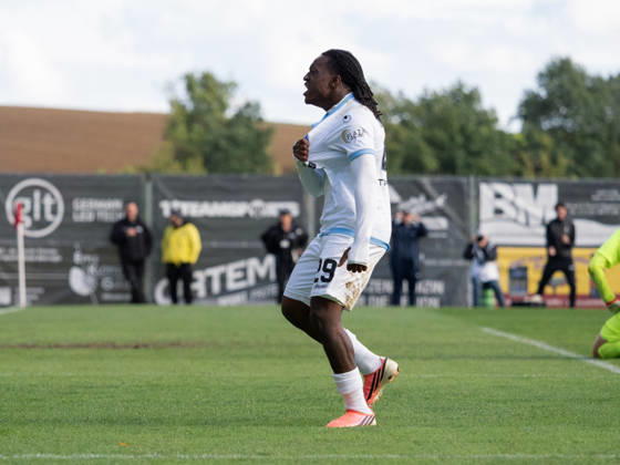 Goal to make it 1–4 by Nolan Muteba N Tumba, SV Waldhof Mannheim, 29 goal celebrations, GER, soccer, SG Sonnenhof Grossaspach vs. SV Waldhof Mannheim, 3rd Division, Matchday 8, Aspach, 2026–2027 season, October 10, 2026, Germany, Soccer, SG Sonnenhof Grossaspach vs. SV Waldhof Mannheim, 3rd Division, Matchday 8, Aspach, 2026–2027 season, October 10, 2026, Aspach Copyright: xCarstenxSchweringx EP_CSG