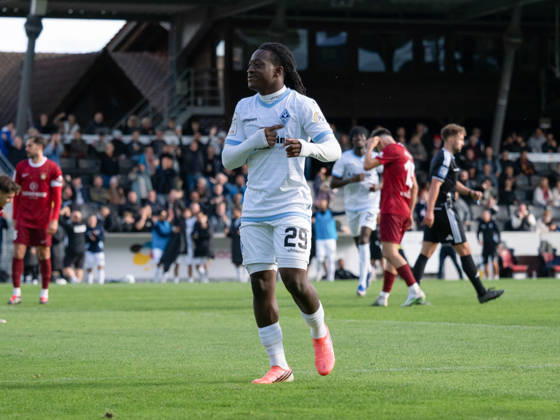 Goal to make it 1–3 by Nolan Muteba N Tumba, SV Waldhof Mannheim, 29 goal celebrations, Celebration, Joy, Emotion, Team Celebration, Gestures, GER, Soccer, SG Sonnenhof Grossaspach vs. SV Waldhof Mannheim, 3rd Division, Matchday 8, Aspach, 2026–2027 Season, October 10, 2026, GER, soccer, SG Sonnenhof Grossaspach vs. SV Waldhof Mannheim, 3rd Division, Matchday 8, Aspach, 2026–2027 season, October 10, 2026, Aspach Copyright: xCarstenxSchweringx EP_CSG