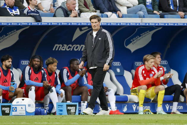 Merlin Polzin, Hamburger SV, Coach, Germany, Soccer, Bundesliga 1, Matchday 5, 2026–2027, TSG Hoffenheim vs. Hamburger SV, October 10, 2026, Sinsheim SNP Arena, Germany Copyright: xGrantxHubbsx