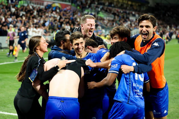 October 10, 2026, Melbourne, Victoria, Australia: MELBOURNE, AUSTRALIA - OCTOBER 10: Maximillian Mikkola celebrates scoring in the Australia Cup Final match between South Melbourne FC and Melbourne Victory FC at AAMI Park on October 10, 2026 in Melbourne, Austr0alia. South Melbourne FC V Melbourne Victory FC - Australia Cup 2026 Final  - ZUMAp121 20261010_zsp_p121_035 Copyright: xChrisxPutnamx