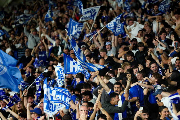 October 10, 2026, Melbourne, Victoria, Australia: MELBOURNE, AUSTRALIA - OCTOBER 10: Fans celebrate Maximillian Mikkola of South M<elbourne FC scoring in the Australia Cup Final match against Melbourne Victory FC at AAMI Park on October 10, 2026 in Melbourne, Austr0alia. South Melbourne FC V Melbourne Victory FC - Australia Cup 2026 Final  - ZUMAp121 20261010_zsp_p121_036 Copyright: xChrisxPutnamx