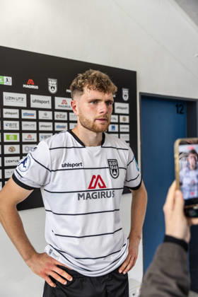 SSV Ulm 1846 Soccer vs. Eintracht Frankfurt II, Soccer, Regionalliga Southwest, Matchday 11, Donaustadion Ulm 10 10 26 Match Reactions Interview with Steffen Meuer, SSV Ulm 1846 Soccer, 18 SSV Ulm 1846 Soccer vs. Eintracht Frankfurt II, Soccer, Regionalliga Southwest, Matchday 11, Donaustadion Ulm, October 10, 26 Photos by Lucca Fundel, Ulm Donaustadion, Baden-Württemberg, Germany