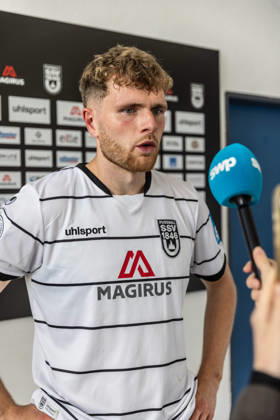 SSV Ulm 1846 Soccer vs. Eintracht Frankfurt II, Soccer, Regionalliga Southwest, Matchday 11, Donaustadion Ulm 10 10 26 Match Reactions Interview with Steffen Meuer, SSV Ulm 1846 Soccer, 18 SSV Ulm 1846 Soccer vs. Eintracht Frankfurt II, Soccer, Regionalliga Southwest, Matchday 11, Donaustadion Ulm, October 10, 26 Photos by Lucca Fundel, Ulm Donaustadion, Baden-Württemberg, Germany