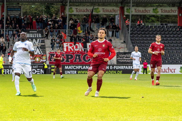 October 10, 2026, xerix, Soccer 3rd Division, SG Sonnenhof Großaspach vs. SV Waldhof Mannheim: Niklas Pöllex (SG Sonnenhof Großaspach), Tim Rossmann (SG Sonnenhof Großaspach), and Darnell Keumo Owono (SV Waldhof Mannheim) in the match in Aspach