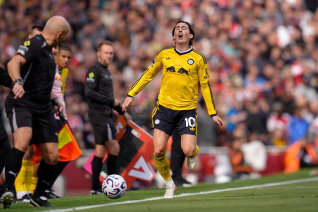 10th October 2026; Emirates Stadium, London, England; Premier League Football, Arsenal versus Leeds United; Harry Wilson of Leeds United shows his frustration as the ball goes out of play TomxMajor