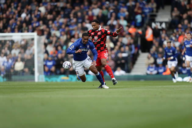 10th October 2026; Portman Road, Ipswich, Suffolk, England; Premier League Football, Ipswich Town versus Fulham; Kenny Tete of Fulham fouls Emersonn of Ipswich Town AndyxSkinner