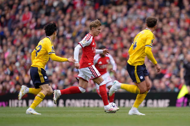 10th October 2026; Emirates Stadium, London, England; Premier League Football, Arsenal versus Leeds United; Martin Odegaard of Arsenal runs with the ball TomxMajor