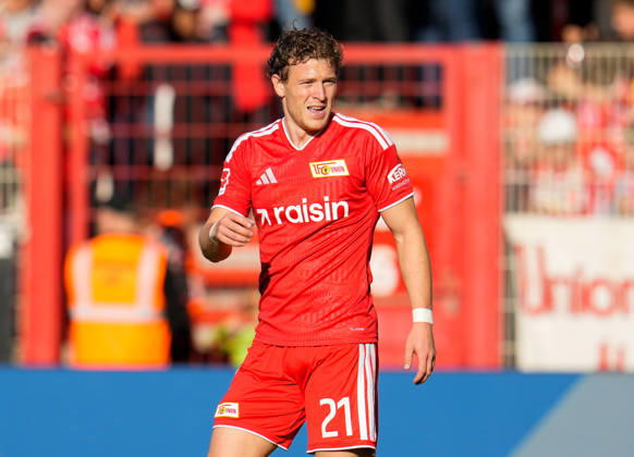 Tim Skarke, 1. FC Union Berlin, 21 GER, 1. FC Union Berlin vs. SV Elversberg, Bundesliga 1, Matchday 5, 2026–27 season, Stadion An der Alten Foersterei, Berlin, October 10, 2026 DFL regulations prohibit any use of photographs as image sequences and or quasi-video 1. FC Union Berlin vs. SV Elversberg, 1 Bundesliga, Matchday 5, 2026–27 Season, October 10, 2026, Berlin Copyright: xEibner-Pressefoto ScottxColemanx EP_SCN
