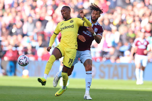 Aston Villa v Brentford, Premier League Jaidon Anthony of Brentford FC and Tyrone Mings of Aston Villa battle for possession during the Aston Villa v Brentford Premier League match at Villa Park, Birmingham, England on 10 October 2026 Credit: Ryan Crockett Every Second Media Editorial use only. All images are copyright Every Second Media Limited. No images may be reproduced without prior permission. All rights reserved. Premier League and Football League images are subject to licensing agreements with Football DataCo Limited. see https: www.football-dataco.com Copyright: xIMAGO EveryxSecondxMediax ESM-2212-0059 RyanxCrockettx xEveryxSecondxMediax