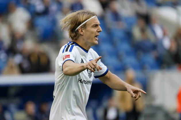 Sebastiaan Bornauw, Hamburger SV, 33, facial expressions, emotion, Germany, soccer, Bundesliga 1, Matchday 5, 2026–2027, TSG Hoffenheim vs. Hamburger SV, October 10, 2026, Sinsheim SNP Arena, Germany Copyright: xGrantxHubbsx