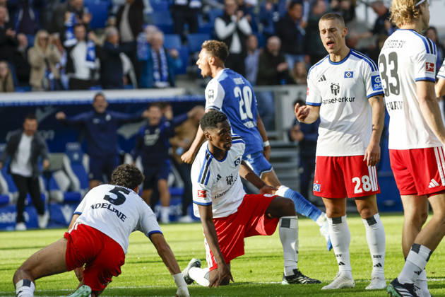 TSG Hoffenheim celebrates a goal after Bambase Conte scores to make it 2–1 for TSG Hoffenheim, 20, joy, excitement, positive emotions, goal, Germany, soccer, Bundesliga 1, Matchday 5, 2026–2027, TSG Hoffenheim vs. Hamburger SV, October 10, 2026, Sinsheim SNP Arena, Germany Copyright: xGrantxHubbsx