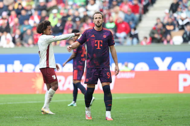 Harry Kane, FC Bayern Munich, 09, GER, FC Augsburg vs. FC Bayern Munich, Soccer, Bundesliga, Matchday 5, 2026–2027 Season, October 10, 2026, DFL and DFB regulations prohibit any use of photographs as image sequences and or quasi-video, GER, FC Augsburg vs. FC Bayern Munich, Soccer, Bundesliga, Matchday 5, 2026–2027 season, October 10, 2026, Augsburg Copyright: xEibner-Pressefoto JennixMaulx EP_JML
