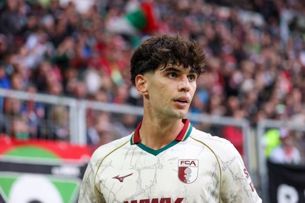Rodrigo Ribeiro 9 FC Augsburg, FC Augsburg vs. FC Bayern Munich, Soccer, Bundesliga 1, Matchday 5, October 10, 2026. DFB and DFL regulations prohibit any use of photographs as image sequences and or quasi-video. Augsburg, Bayern, Germany Copyright: xkolbert-press ChristianxKolbertx