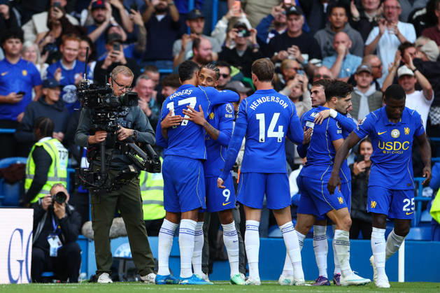 Premier League: Chelsea v AFC Bournemouth LONDON, UK - 10th Oct 2026: Joao Pedro of Chelsea celebrates scoring his side s third goal with team mates during the Premier League match between Chelsea FC and AFC Bournemouth at Stamford Bridge London Stamford Bridge England United Kingdom Copyright: xCraigxMercerx xPeakxActionxPhotosx