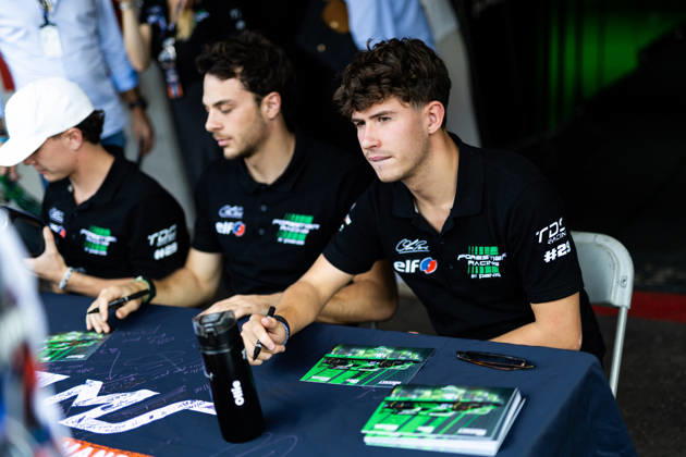 AUTO - ELMS - 4 HOURS OF PORTIMAO 2026 29 ROUSSET Louis (fra), GRAY Oliver (gbr), MASSON Esteban (fra), Forestier Racing by Panis, Oreca 07 - Gibson, LMP2, autograph session, session autographe during the 4 Hours of Portimao 2026, 6th round of the 2026 European Le Mans Series on the Autodromo Internacional do Algarve from October 8 to 10, 2026 in Portimao, Portugal -  Copyright: xJoaoxFilipex