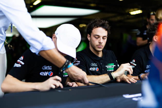 AUTO - ELMS - 4 HOURS OF PORTIMAO 2026 29 ROUSSET Louis (fra), GRAY Oliver (gbr), MASSON Esteban (fra), Forestier Racing by Panis, Oreca 07 - Gibson, LMP2, autograph session, session autographe during the 4 Hours of Portimao 2026, 6th round of the 2026 European Le Mans Series on the Autodromo Internacional do Algarve from October 8 to 10, 2026 in Portimao, Portugal -  Copyright: xJoaoxFilipex