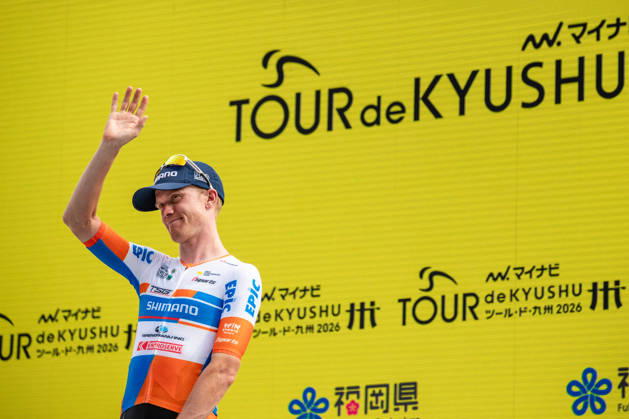 Tour De Kyushu Stage Finishes In Fukuoka s Tenjin For The First Time Matteo Malucelli of XDS Astana Team wins Stage 1 of the Mynavi Tour de Kyushu 2026 at the finish line on Tenjin Bridge in Fukuoka, Japan, on October 10, 2026. The Italian won the 152.0-kilometer Saga-Fukuoka stage in 3 hours 9 minutes 51 seconds, ahead of Luke Mudgway (Li Ning Star) and Alessio Delle Vedove (XDS Astana Team), and took the general and points classification leads. It was the first time the race finished in Tenjin, the commercial heart of Fukuoka, where a parade, stage events and food stalls marked the day. The race, first held in 2023 and part of the UCI Asia Tour (2.1 category), runs October 9-12 through six Kyushu prefectures under the official title We stand with Kumamoto. Mynavi Tour de Kyushu 2026, adopted to support areas affected by the Kumamoto earthquake. Fukuoka Japan  Copyright: xRyoxChix originalFilename:zhi-tourdeky261010_np5cD