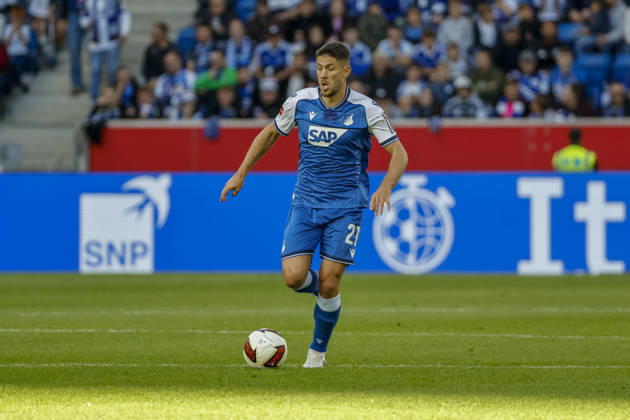 Andrej Kramaric, TSG Hoffenheim, 27 on the ball, Germany, soccer, Bundesliga 1, Matchday 5, 2026–2027, TSG Hoffenheim vs. Hamburger SV, October 10, 2026, Sinsheim SNP Arena, Germany Copyright: xGrantxHubbsx