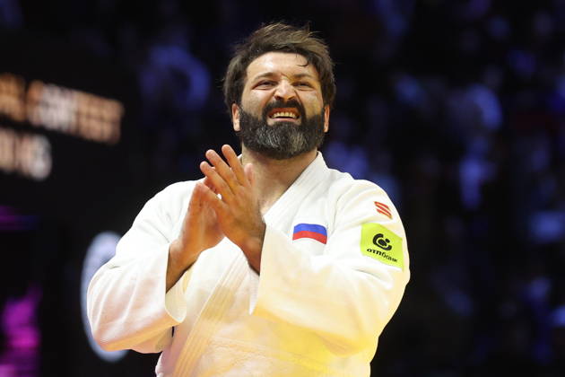 AZERBAIJAN, BAKU - OCTOBER 10, 2026: Russia s Inal Tasoev appears in his heavyweight bout during the 2026 World Judo Championships at the National Gymnastics Arena. Mikhail Sinitsyn TASS  99048548