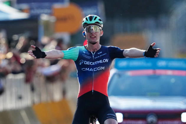 France s Paul Seixas of Decathlon CMA CGM Team celebrates as he cycles to the finish line to win during the 120th edition of the Il Lombardia, Tour of Lombardy cycling race, a 239 km one day race from Bergamo to Como on October 10, 2026, Italy. Copyright: xGianxMattiaxD Alberto LaPressex