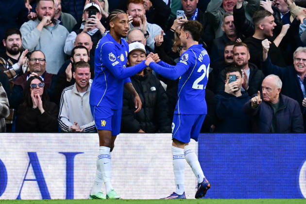 Chelsea v Bournemouth, Premier League GOAL Chelsea forward Joao Pedro (9) scores a goal and celebrates with Chelsea defender Pep Chavaria (29) 4-1 during the Premier League match between Chelsea and Bournemouth at Stamford Bridge, London, UK on 10 October 2026. London Stamford Bridge Greater London UK Editorial use only DataCo restrictions apply See www.football-dataco.com , Copyright: xDennisxGoodwinx PSI-24979-0040