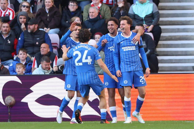 10th October 2026; Stadium of Light, Sunderland, England; Premier League Football, Sunderland versus Brighton and Hove Albion; Maxim De Cuyper of Brighton and Hove Albion celebrates after scoring DavexLofthouse