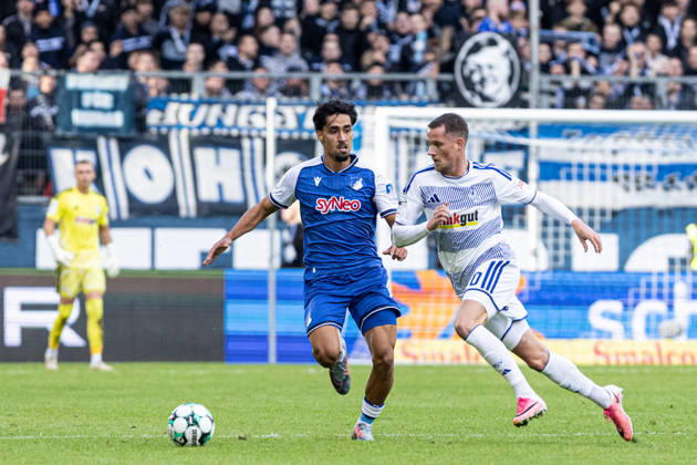 3rd Division: MSV Duisburg vs. TSG Hoffenheim II, October 10, 2026; Yasin Zor (TSG Hoffenheim II), 10, Christian Viet MSV Duisburg, 10 3rd Division Matchday 8 MSV Duisburg vs. TSG Hoffenheim II Schauinsland Reisen Arena, Duisburg, October 10, 2026 DFB regulations prohibit any use of photographs as image sequences and or quasi-video Copyright: xBEAUTIFULxSPORTS Buriakovx