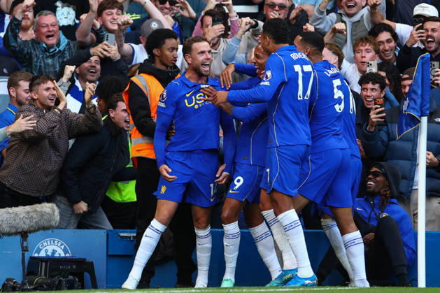 Premier League: Chelsea v AFC Bournemouth LONDON, UK - 10th Oct 2026: Jordan Henderson of Chelsea celebrates scoring his side s fifth goal with team mates during the Premier League match between Chelsea FC and AFC Bournemouth at Stamford Bridge London Stamford Bridge England United Kingdom Copyright: xCraigxMercerx xPeakxActionxPhotosx