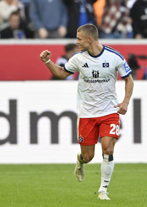 GOAL: 2-3 Miro Muheim, Hamburger SV (HSV) 28 Goal Celebration, TSG 1899 Hoffenheim vs. Hamburger SV (HSV), October 10, 2026. DFL regulations prohibit any use of photographs as image sequences and or quasi- VIDEO TSG 1899 Hoffenheim vs. Hamburger SV (HSV)