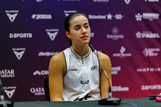 DÜSSELDORF, GERMANY - 10 OCTOBER 2026: Image shows press conference, PK, Pressekonferenz with Claudia Fernandez Sanchez (ESP) during CUPRA Germany Premier Padel P2 2026 Day 7: Semifinals at CASTELLO Düsseldorf on 10 10 2026 in Düsseldorf, Germany. Germany Copyright: xFröhlichxPascalx