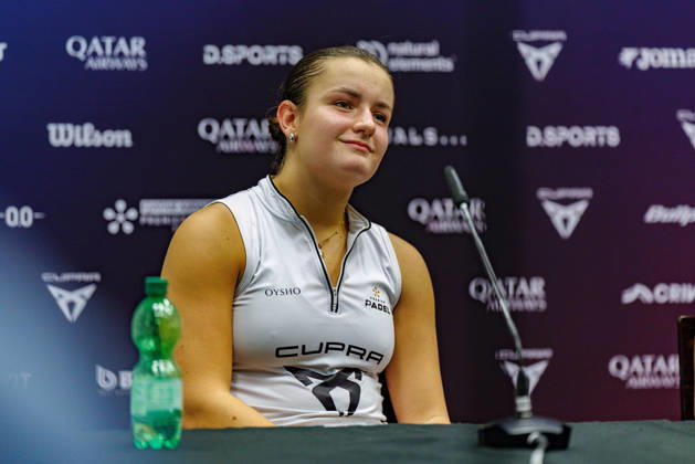 DÜSSELDORF, GERMANY - 10 OCTOBER 2026: Image shows press conference, PK, Pressekonferenz with Martina Calvo (ESP) during CUPRA Germany Premier Padel P2 2026 Day 7: Semifinals at CASTELLO Düsseldorf on 10 10 2026 in Düsseldorf, Germany. Germany Copyright: xFröhlichxPascalx