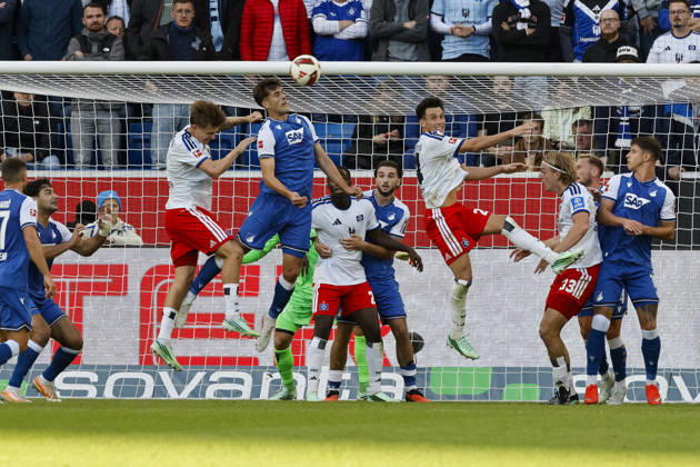 In the penalty area of TSG Hoffenheim, Germany, soccer, Bundesliga 1, Matchday 5, 2026–2027, TSG Hoffenheim vs. Hamburger SV, October 10, 2026, Sinsheim SNP Arena, Germany Copyright: xGrantxHubbsx
