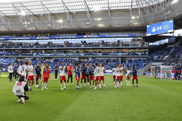 Hamburger SV with fans after the game, Germany, soccer, Bundesliga 1, Matchday 5, 2026–2027, TSG Hoffenheim vs. Hamburger SV, October 10, 2026, Sinsheim SNP Arena, Germany Copyright: xGrantxHubbsx