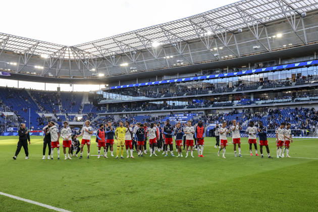 Hamburger SV with fans after the game, Germany, soccer, Bundesliga 1, Matchday 5, 2026–2027, TSG Hoffenheim vs. Hamburger SV, October 10, 2026, Sinsheim SNP Arena, Germany Copyright: xGrantxHubbsx