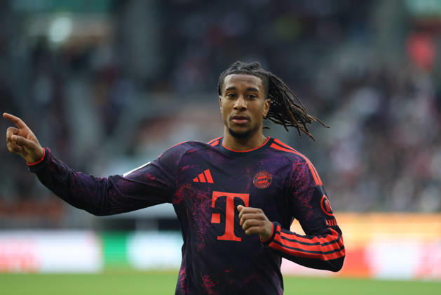 Michael Olise of FC Bayern Munich, 17, gesturing, GER, FC Augsburg vs. FC Bayern Munich, Soccer, Bundesliga, Matchday 5, 2026–2027 season, October 10, 2026, DFL and DFB regulations prohibit any use of photographs as image sequences and or quasi-video, GER, FC Augsburg vs. FC Bayern Munich, soccer, Bundesliga, Matchday 5, 2026–2027 season, October 10, 2026, Augsburg Copyright: xEibner-Pressefoto JennixMaulx EP_JML