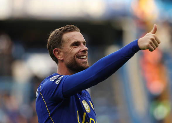 10th October 2026; Stamford Bridge, London, England; Premier League Football, Chelsea versus Bournemouth; Jordan Henderson of Chelsea giving the thumbs up to his family after the match as Chelsea defeat AFC Bournemouth 5-1 JohnxPatrickxFletcher
