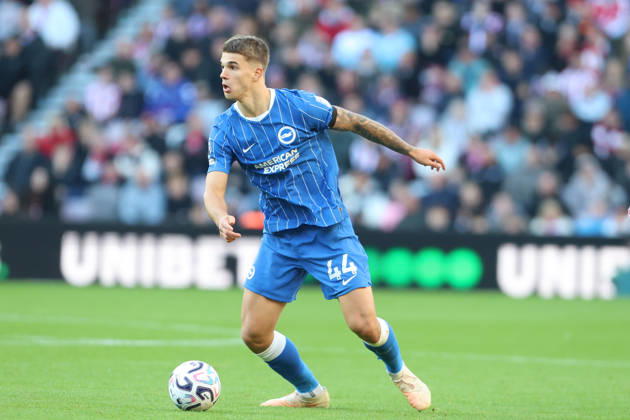10th October 2026; Stadium of Light, Sunderland, England; Premier League Football, Sunderland versus Brighton and Hove Albion; Luka Vuskovic of Brighton and Hove Albion on the ball DavexLofthouse