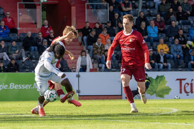 October 10, 2026, xerix, Soccer 3rd Division, SG Sonnenhof Großaspach vs. SV Waldhof Mannheim: A tackle between Lukas Stoppel of SG Sonnenhof Großaspach and Nolan Xavier Muteba N Tumba of SV Waldhof Mannheim, Aspach