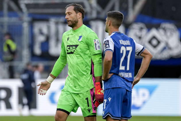 v li Oliver Baumann, goalkeeper, Hoffenheim, 1, captain, Andrej Kramaric, Hoffenheim, 27, TSG 1899 Hoffenheim player, disappointed by the loss, disappointment after the final whistle, highlight, loser, lost, frustration, disappointed, pessimistic, October 10, 2026, Sinsheim, Germany, soccer, Bundesliga, TSG 1899 Hoffenheim, Hamburger SV, DFB and DFL regulations prohibit any use of photographs as image sequences and or quasi-video xozx