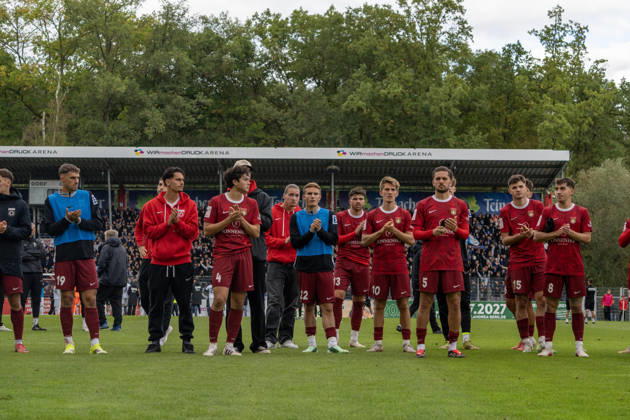 October 10, 2026, xerix, Soccer 3rd Division, SG Sonnenhof Großaspach vs. SV Waldhof Mannheim v l The SG Sonnenhof Großaspach team after the game in Aspach