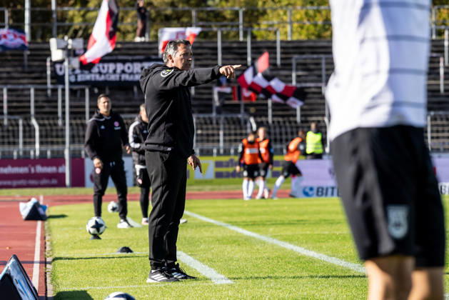 SSV Ulm 1846 Soccer vs. Eintracht Frankfurt II, Soccer, Regionalliga Southwest, Matchday 11, Donaustadion Ulm, October 26, 2010—Alois Schwartz, SSV Ulm 1846 soccer coach and sporting director, SSV Ulm 1846 Soccer vs. Eintracht Frankfurt II, Soccer, Regionalliga Southwest, Matchday 11, Donaustadion, Ulm, October 26, Photo by Lucca Fundel, Ulm, Donaustadion, Baden-Württemberg, Germany