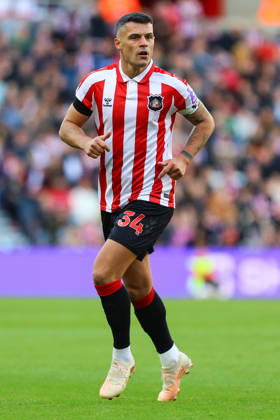 SUNDERLAND, ENGLAND, OCTOBER 10: Granit Xhaka of Sunderland AFC during a Premier League 2026-27 match between Sunderland AFC and Brighton & Hove Albion at the Stadium of Light on October 10, 2026 in Sunderland, England. (Photo by Zach Forster Sports Press Photo) Copyright: xZachxForster SportsxPressxPhotox Sportspressphoto_SPR250992